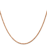 14K Rose Gold 16 inch 1.8mm Diamond-cut Man Made Rope with Lobster Clasp Chain